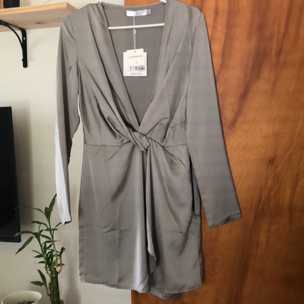 Missguided Silky Plunge Wrap Shift Dress